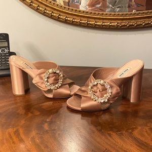 Rose colored satin heels